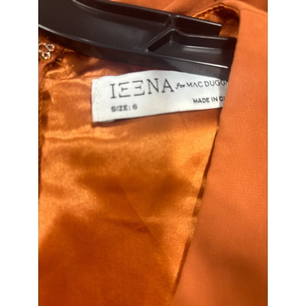 Ieena for Mac Duggal New Long Sleeve Chiffon Gown Terra Cotta Size 6 MSRP‎ $398